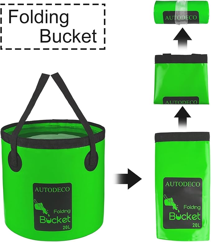AUTODECO Collapsible Bucket 5 Gallon Container Folding Water Bucket Portable Wash Basin 20L
