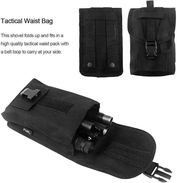 iunio Camping Shovel,Shovel Folding, Portable, Multitool, Foldable Entrenching Tool, Collapsible Spade, for Backpacking, Trenching, Hiking, Survival, Car Emergency