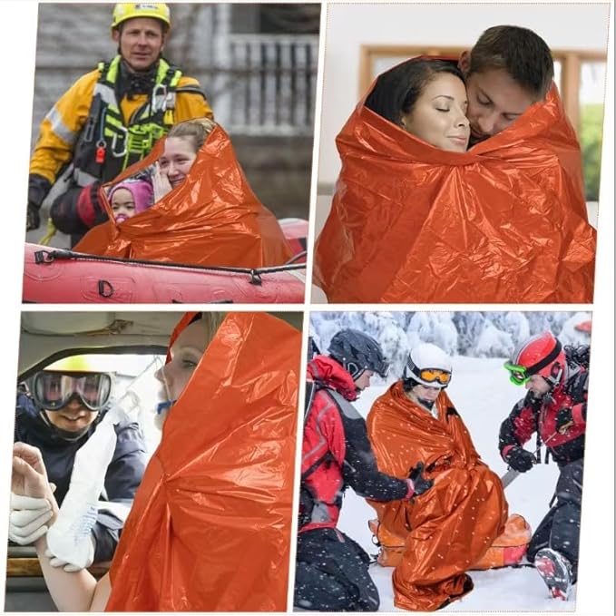 Emergency Sleeping Bag 2 Pack, Portable Waterproof Survival Sleeping Bag with Thermal Insulation for Outdoor Camping and Hiking