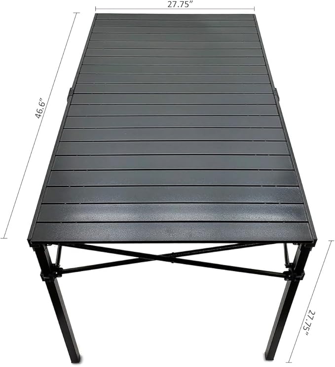 GoTEAM! Portable Heavy Duty Aluminum Roll-Top Table, Camping/Tailgating/Beach Instant Table with Carry Bag (Large)