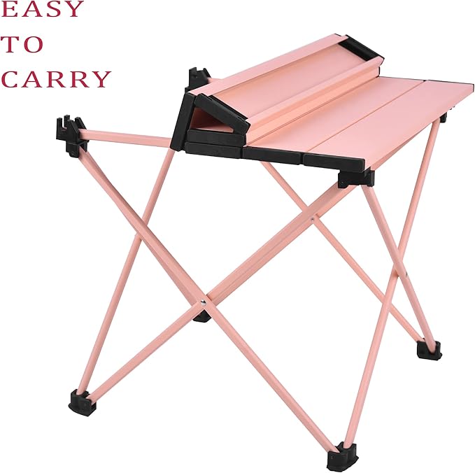 Grope Small Folding Camping Table with Aluminum Table Top, Beach Table for Sand with Carrying Bag,Prefect for Outdoor,Picnic,BBQ,Cooking,Festival