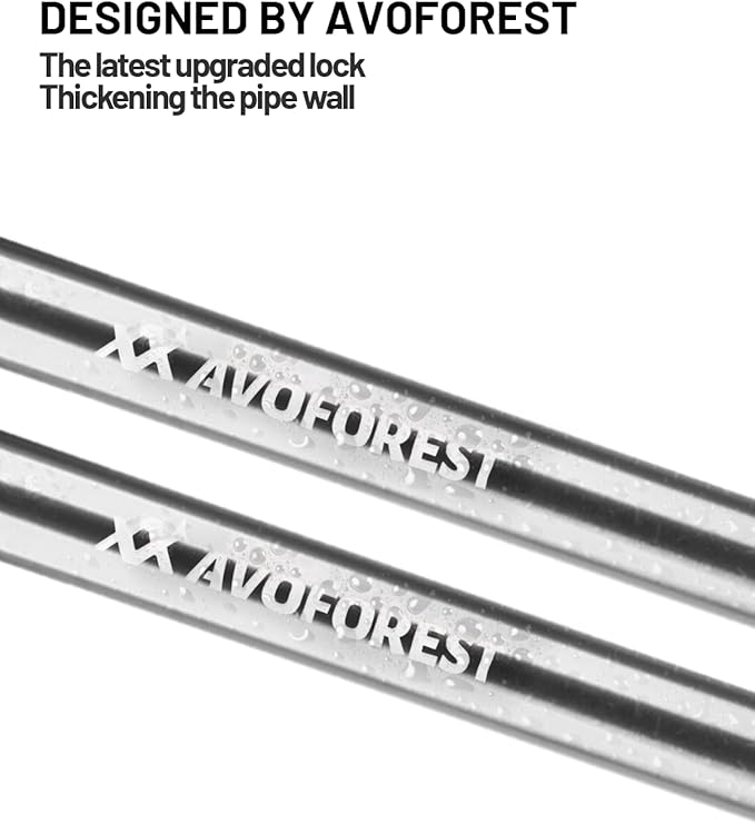 Tarp Poles Heavy Duty Adjustable, AVOFOREST Aviation Aluminum 8.7FT Tent Poles Lengthen and Thicken with Protection Cap Awning Poles Set of 4 for Hiking Silver