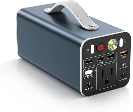 150W Portable Power Station, 42000mAh/155Wh Power Bank with AC Outlet, Dual Way 65W PD/USB-C Port, Laptop Charger Battery Backup for Outdoor Camping Home Emergency Outage