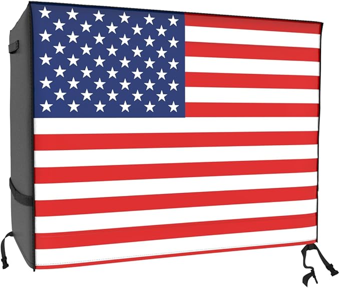ATYARD 42-inch Outdoor Cover for Keter Unity (Small) Portable Table - UV Resistant, Breathable, All Weather (42" L x 24" W x 32" H) Black, American Flag