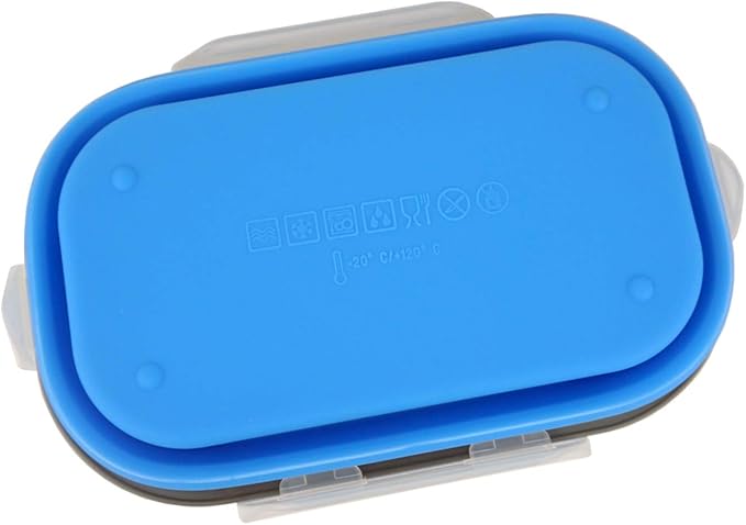 CARTINTS 800ml Collapsible Bento Lunch Box, Silicone Food Storage Container, with Leakproof Lids and Spoon, Microwave Freezer Safe, Blue