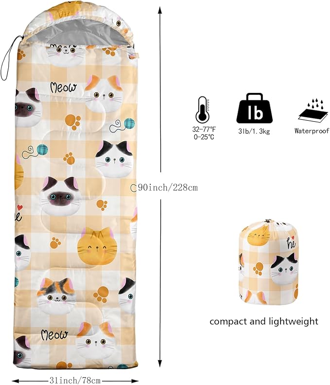 AILONEN Pink Lovely Rabbit Sleeping Bag for Girls Kids Adults,Warm and Cool Weather,Lightweight,Waterproof Backpacking,Cartoon Flowers Printed Bunny Sleeping Bag for Camping