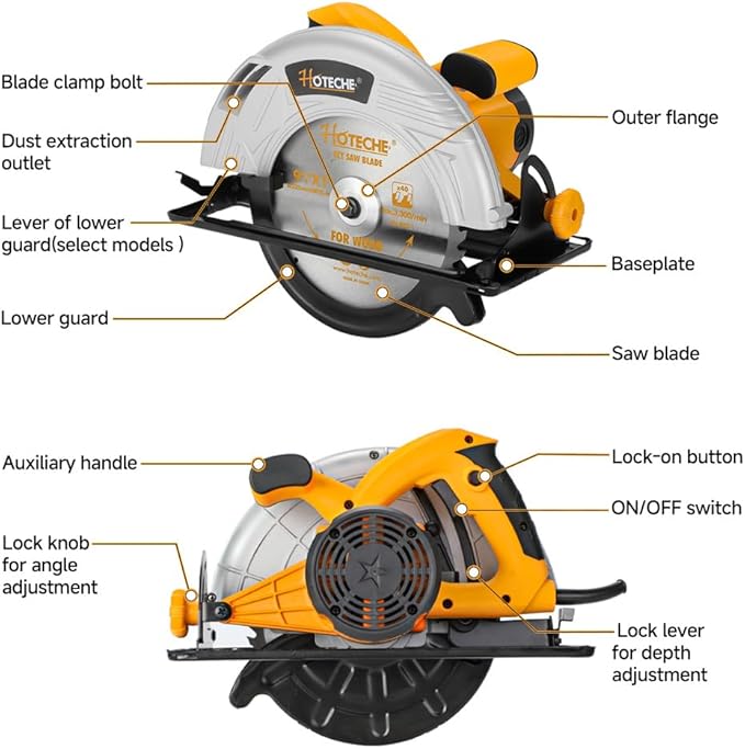 Hoteche 9-Inch Circular Saw 3-HP Heavy Duty Portable Table Saw with Saw Blade for Desktop Use