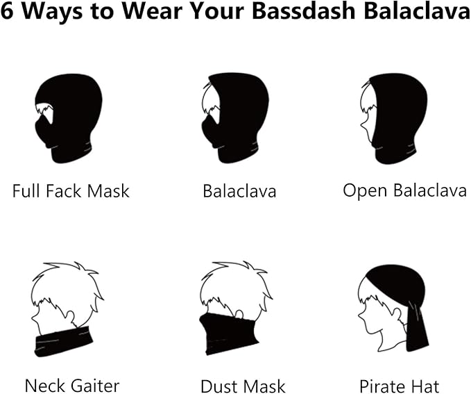 BASSDASH Winter Balaclava Fleece Ski Mask Ninja Hood Neck Warmer Fishing Hunting