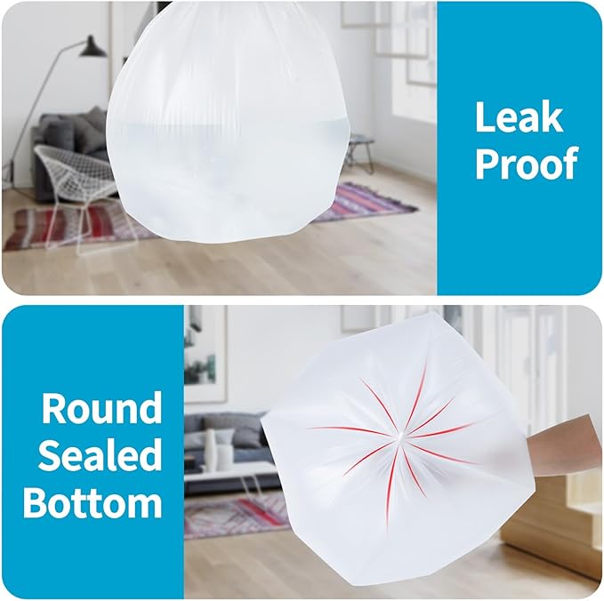Clear Trash Bags 4-Gallon: Small Garbage Bags for Bathroom Bedroom Office (105 Pcs) - Strong Unscented Small Trash Bags