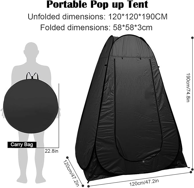 Pop Up Tent Upgrade Privacy Camping Shower Tent Portable Outdoor Sun Shelter for Outdoor Bathing Toilet Camping Biking Hiking Beach with 5.3 Gallon Shower Bag