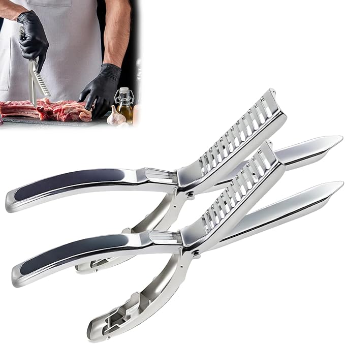 Rib Prep Tool Pro, BBQ Rib Skinner, Stainless Steel Rib Membrane Remover Tool, Ergonomic Design for Effortless BBQ Rib Preparation ﻿ (2pc)