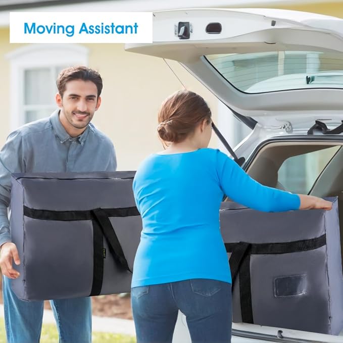 4 Pack Moving Bags Heavy Duty Extra Large 90L, College Packing Bags for Moving Clothes, Moving Supplies & Boxes with Zippers and Handles, Storage Bags Moving Totes Camping Essentials (Grey)