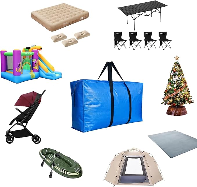 155 Gallon Extra Large Storage Bags, Jumbo Moving Storage Bags, Foldable Big Black Waterproof Outdoor Patio Cushion Storage Bag, 60x30x20inch - 1PACK