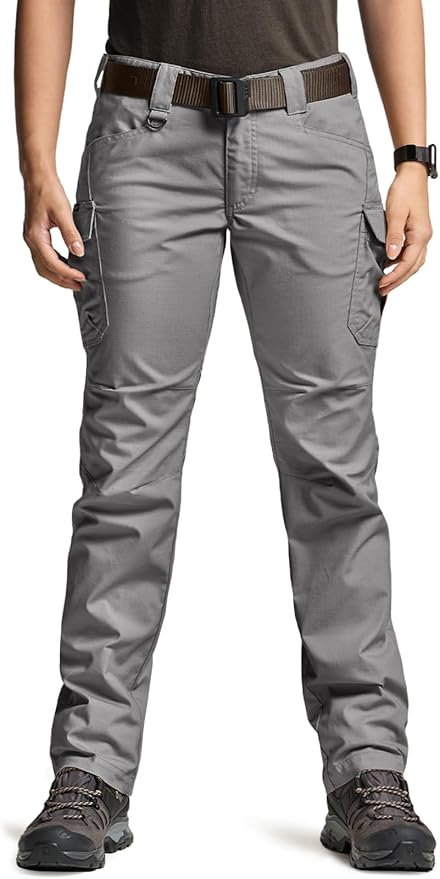 CQR Women's Flex Stretch Tactical Pants, Water Resistant Ripstop Cargo Work Pants with Pockets for Outdoor & Hiking
