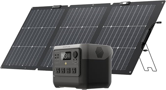 EF ECOFLOW Solar Generator RIVER 2 Pro 768Wh Portable Power Station & 160W Portable Solar Panel LiFePO4 Battery 70 Min Fully Charged, 4×AC, For Camping, RV, Home Backup