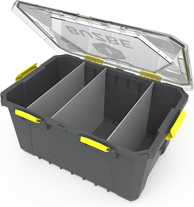 BUZBE Hive 26 Modular Gear Case, Waterproof and Airtight, Stackable Storage Bin with Dividers