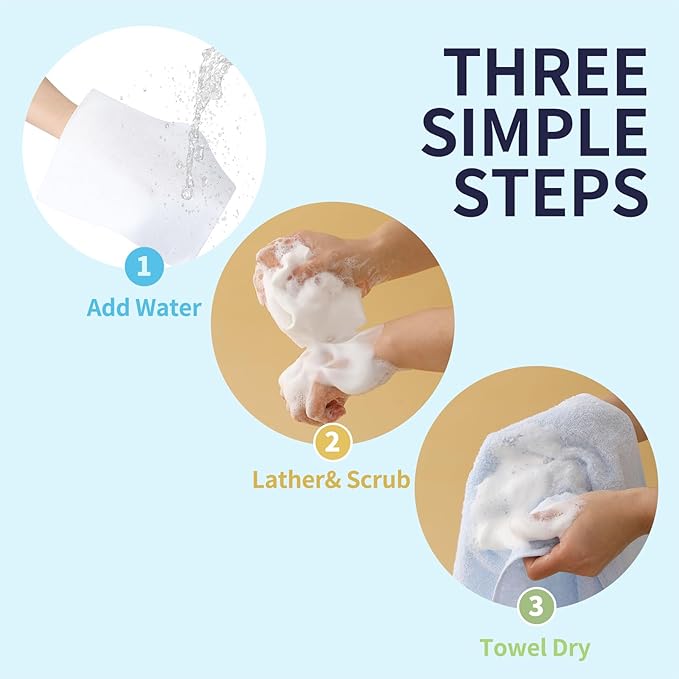 HYGIENJOY-21% Larger,Rinse Free Bath Sponges for Adults-Disposable No Rinse Bathing Wipes,Soap Infused,Extra Thick and Dry Shower Wipes for Elderly,Camping,Post Surgery Must Haves, (Lavender 2 pack)