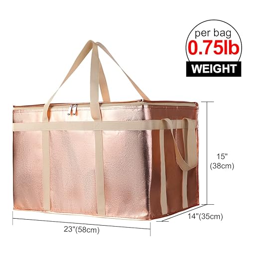Bodaon 5-Pack Cooler Insulated Food Delivery Bag for Doordash/Uber Eats, XXX-Large Thermal Bags for Catering/Hot Pizza, Travel/Camping Essentials/Picnic Lunch/Grocery Reusable Cold Frozen Bolsa, Gold