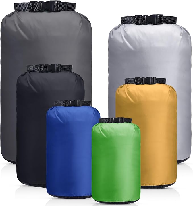 6 Pcs Waterproof Dry Bag Sack Lightweight Outdoor Dry Bags 35 L, 20 L, 15 L, 10 L, 5 L, 3 L Waterproof Boat Bag for Kayaking, Backpacking, Hiking, Camping Rafting(Dark Color)