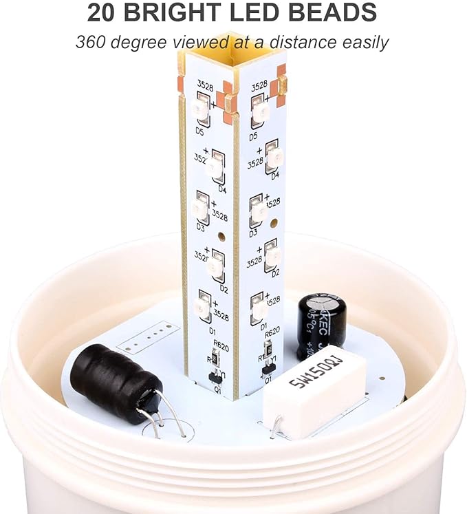 Industrial LED Rotating Strobe Beacon Warning Lights, Electrical Revolving Signal Lights for Emergency, 12v DC, Red, No Buzzer