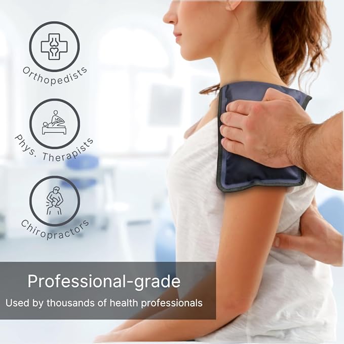 FlexiKold Gel Soft Flexible Ice Packs for Injuries - Reusable Freezer Cold Pack, Cold Compress & Cooling Gel Pad for Face, Shoulder, Hip, Leg, Arm, Ankle & Foot Injury - Medium - 7.5” x 11.5”