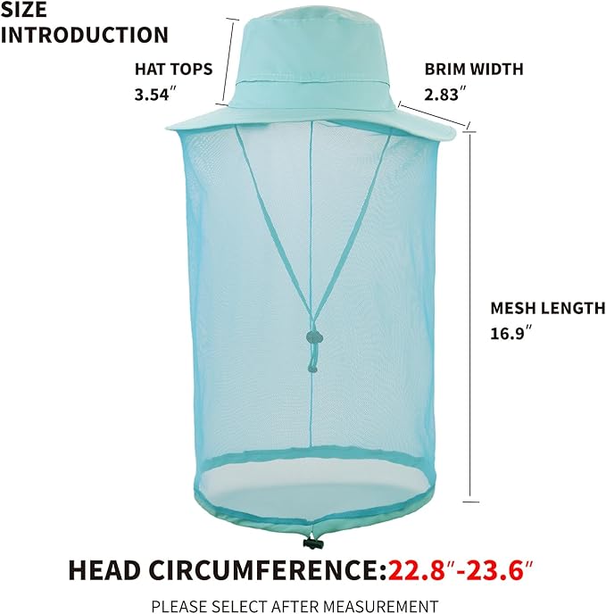 Fishing Hat Sun Protection Hat Mosquito Head Net for Outdoors Bucket Hat with Hidden Net Mesh