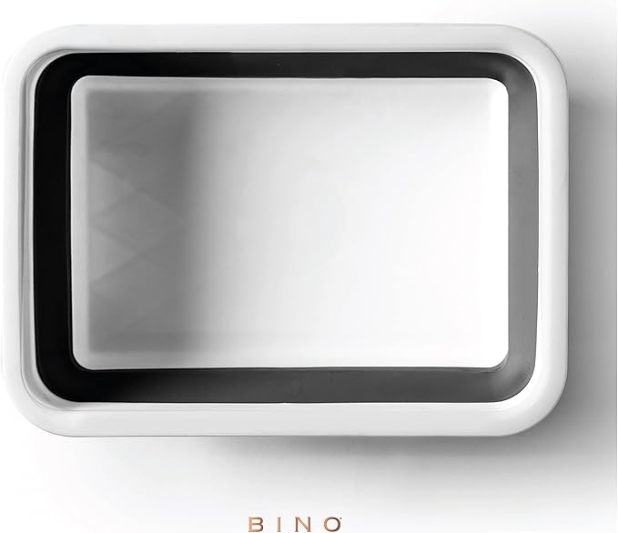 BINO Collapsible Wash Basin - White | Portable Dish Tub | Kitchen | Camping | Sink | Home Essentials | Baby Travel | Folding Dish Pan for Maximum Space Saving