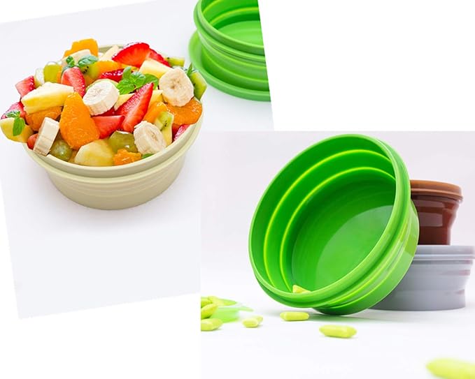 IYYI ME.FAM Silicone Collapsible Bowl with Lid - 800ML Folding Travel Bowl for Camping, Hiking - Heat Resistant