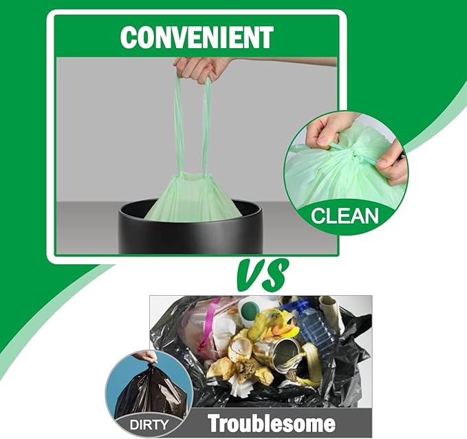 8 Gallon Compostable Trash Bags, 100 Count Drawstring Trash Bags Biodegradable, Heavy Duty Extra Thick Compost Bags, Kitchen Food Scrap Waste Bag, US BPI and OK Compost Home Certified