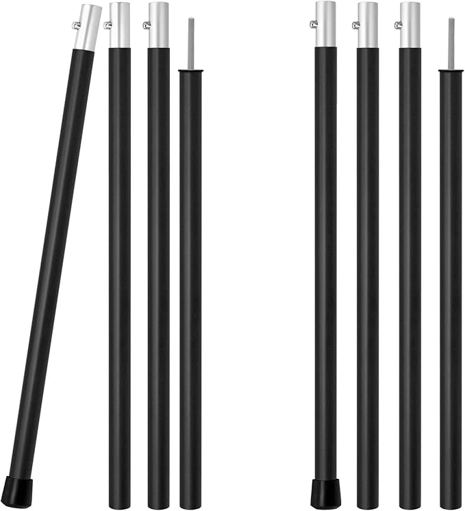 SAN LIKE Tent Poles Aluminum Tent Poles for Tarp 60inch Camping Tarp Poles Adjustable Collapsible Tent Poles for Awnings Canopy Rain Fly Shelter 2 Sets (4 Sections)