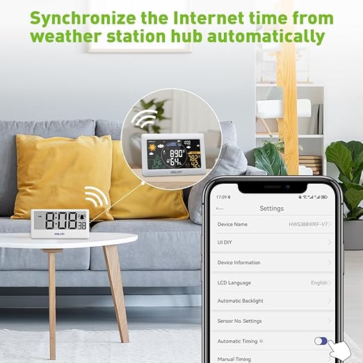 BALDR WiFi Clock Digital - WiFi Digital Clock Battery Operated with Large Digital Display Internet Time, 12/24 Switchable WiFi Alarm Clocks, Auto Sync to Wi-Fi Weather Station, White