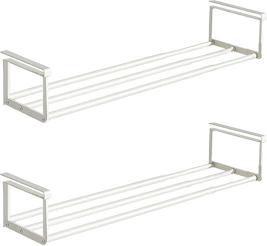 Expandable Shoe Rack Organizer - Adjustable Shoe Rack & Under Cabinet Shelf - for Shoe or Clothing Storage and Organization, Under Shelf Storage (White,2 Pcs)