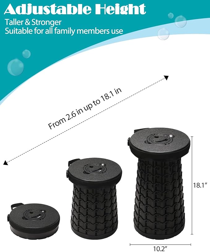 18-inch Heavy Duty Collapsible Stool - 800 lbs Capacity, 2.6 lbs Lightweight Portable Folding Stool for Camping, Travel, Music Festivals and Other Outdoor Events