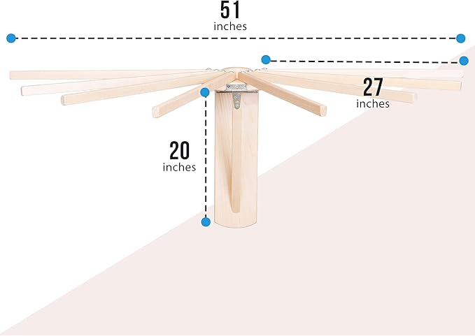 Pennsylvania Woodworks Wall Mounted Clothes Drying Rack - Heavy Duty, Collapsible Laundry Rack for Drying Clothes - Solid Maple Hardwood Foldable Drying Rack - Made in The USA (Large)