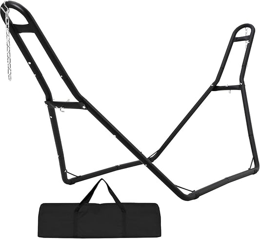 PioneerWorks Hammock Stand, Steel Hammock Frame Heavy Duty 550 LBS Capacity 2Person, Fits Hammocks 9 to 14 Ft, Portable Hammock Rack Adjustable Universal for Indoor Outdoor Backyard Camping Use