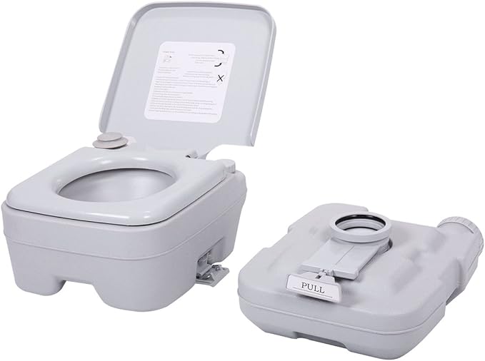 JAXPETY 2.6 Gallon Outdoor Portable Toilet for RV Travel, Camping, Boating & Car, Leak-Proof Cassette Toilet, Grey