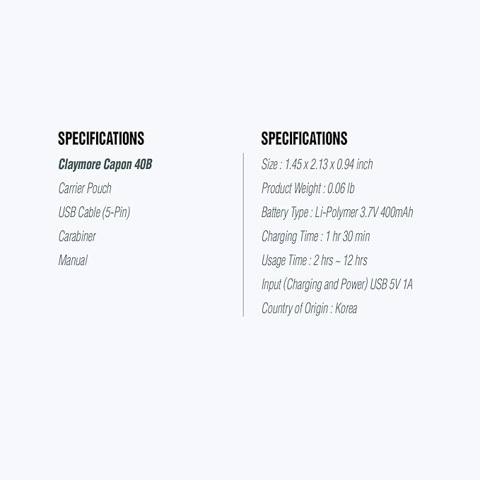 Claymore Capon 40B (Red) - LED Rechargeable Clip-On Cap Headlamp, Lightweight Hat Light for Camping, Running, Hiking, Emergency & Industrial Use, Waterproof, USB-C, Up to 12 Hours of Battery Life.