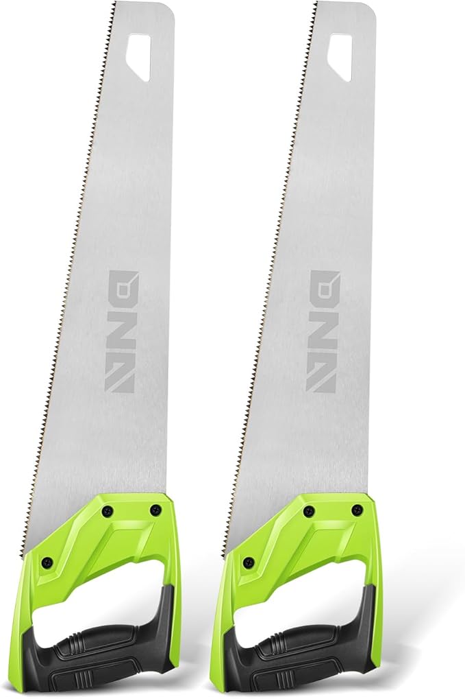 DNA MOTORING 2pcs 17in Bi-Ground Teeth Hand Saw, Universal Cuts for Pruning, Trimming Branches, Garden, Camping, Lawn, With TPR Handle, TOOLS-00590