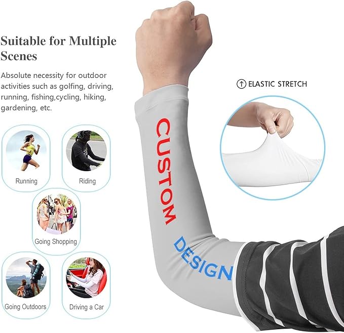 Custom Cooling Compression Arm Sleeves Add Your Design Personalized Oversleeve Covers for Outdoor Activity