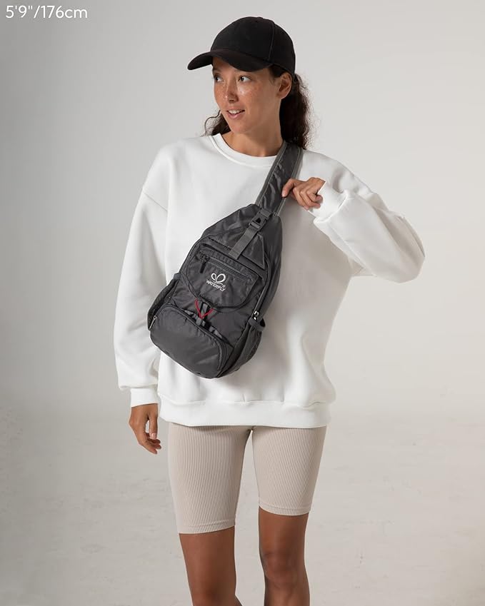 WATERFLY Packable Small Crossbody Sling Backpack Shoulder Chest Bag Daypack for Hiking Traveling