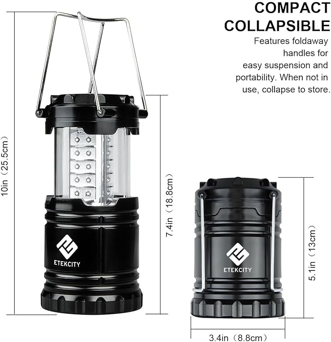 LED Battery Powered Lanterns, Portable, Waterproof, Collapsible Lights for Camping, Emergency, Hurricane, Storms, and Power Outages, Pack of 6