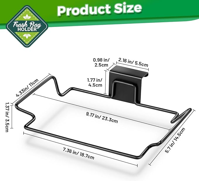 HNYYZL Trash Bag Holder,2 Pack Trash Bag Holder for Cabinet Door and Cupboards,Stainless Steel,Black,Plastic Bag Holder under Sink,Use for Kitchen,Bathroom,Camper,Rv