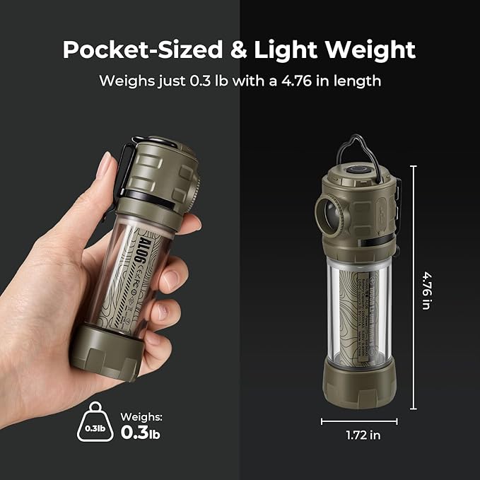 BougeRV AL06 Camping Light, Ambient Light, Flashlight, Rechargeable Camping Lantern, Electric Lamp, IPX4 Waterproof, Portable Light for Camping, Hiking, Power Outage, Adventure, Emergency Use Outdoor