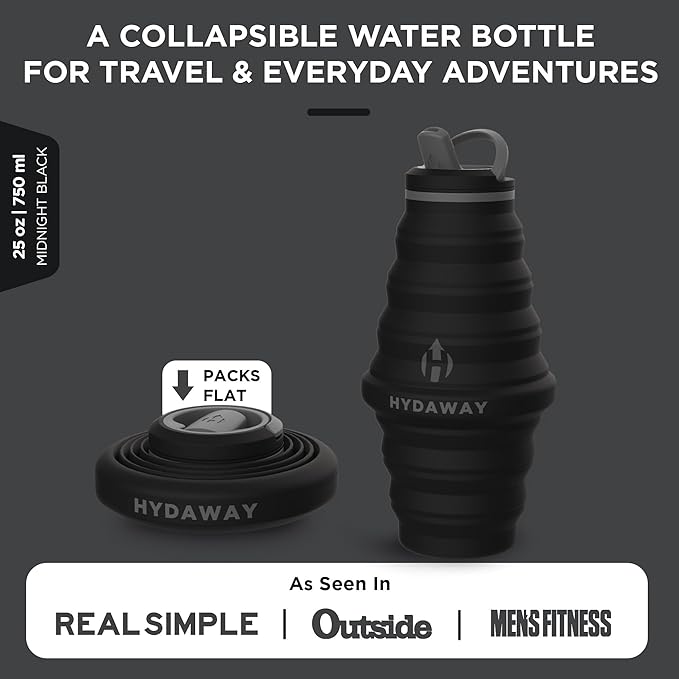 HYDAWAY 25oz Collapsible Water Bottle - BPA-Free, Leakproof, Lightweight, and Space-Saving - Perfect for Hiking, Travel, and All-Day Hydration