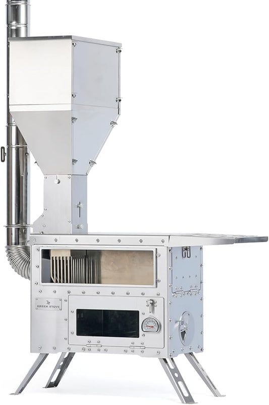 Hori 5 Pellet Stove with Oven for Tent Camping, Portable Wood Burning Stove with 8 Chimney Pipes for Hiking, Cooking, Hot Tent and Outdoor Use