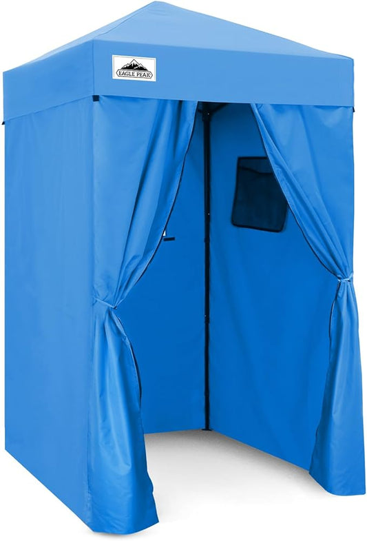 EAGLE PEAK Flex Ultra Compact 4x4 Pop-up Canopy, Sun Shelter, Changing Room, Portable Privacy Canopy Cabana for Pool, Fashion Photoshoots, or Camping, Blue