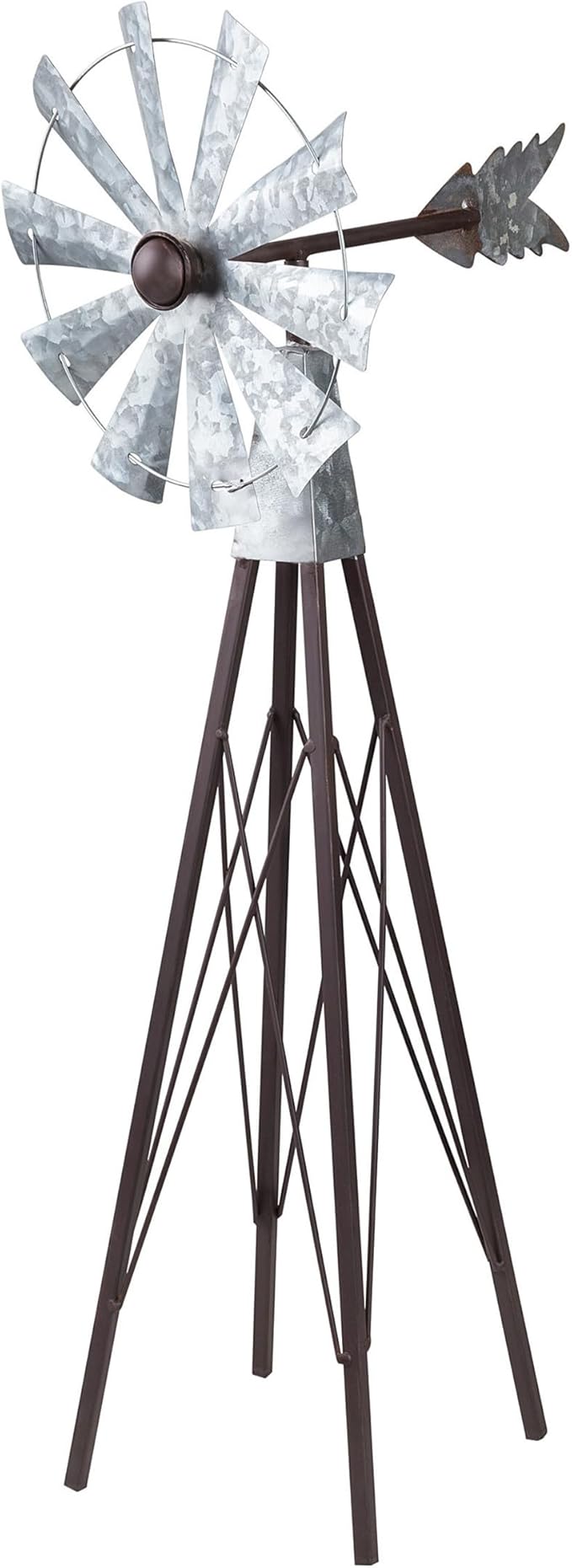 Alpine Corporation JUM368 Outdoor Metal Windmill Spinner Garden Yard Decoration, 24 Inches Tall, Bronze and Silver