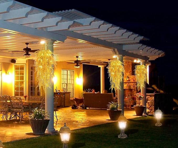 Hanging Plants Indoor Artificial Grass Fake Faux Hanging Plants Outdoor Artificial Plant Wall for Indoor Home Room Wall Outdoor Garden Party Proch Wedding Backyard Arch Decoration(Pure Yellow)