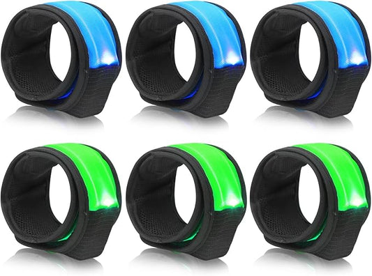Dilabnba 6PCS Led Light Up Slap Wristband for Running Night Safety, Glow in The Dark Slap Bracelets Arm Band Reflective Strips for Cycling Walking Concert Camping Party