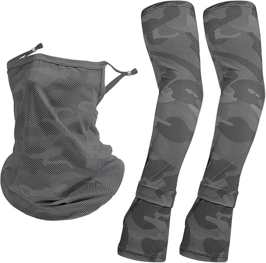 Grey UV Sun Protection Arm Sleeves for Men Women Teenager, Fishing Cycling Driving Ice Silk Cooling Arm Sleeves